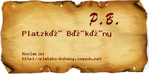 Platzkó Bökény névjegykártya